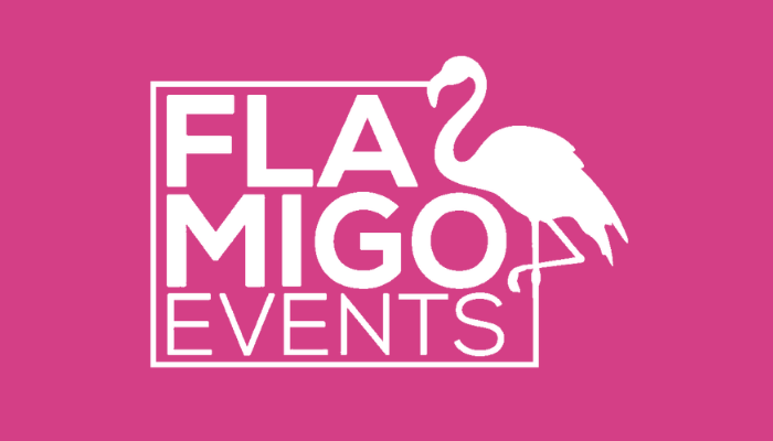 Logo van flamigo events, feesten voor open-minded mensen